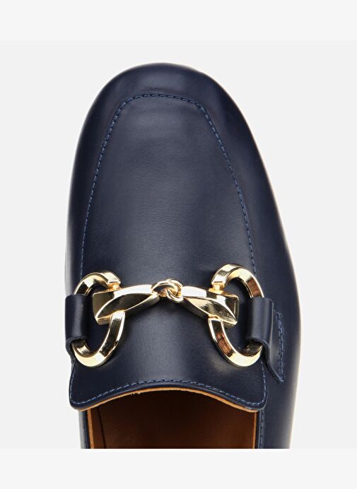 Kadın Deri Lacivert Tokalı Klasik Loafer 01AYH312430A680 - Görsel 6