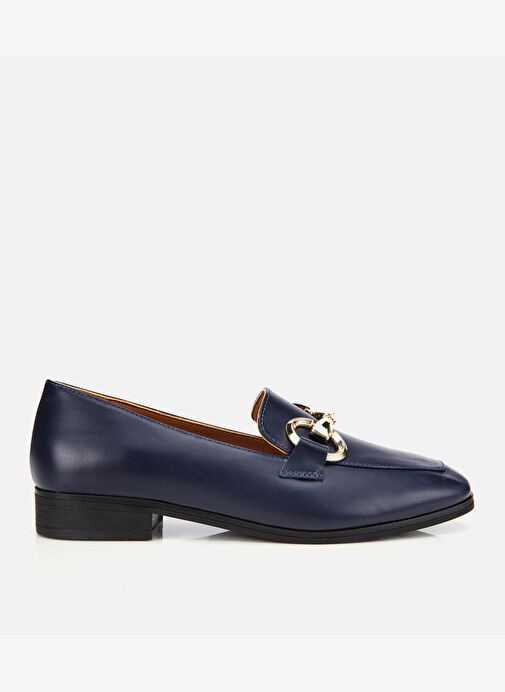 Kadın Deri Lacivert Tokalı Klasik Loafer 01AYH312430A680 - Görsel 2