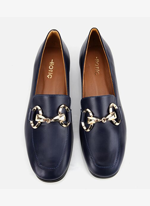 Kadın Deri Lacivert Tokalı Klasik Loafer 01AYH312430A680 - Görsel 7