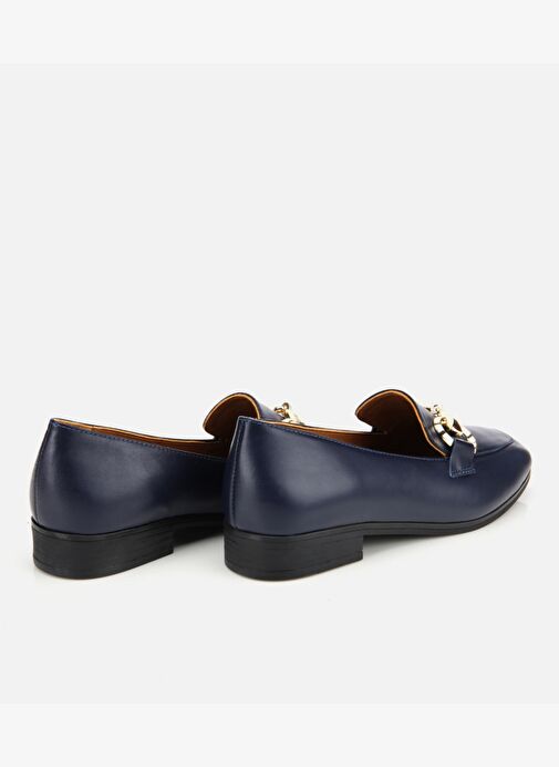 Kadın Deri Lacivert Tokalı Klasik Loafer 01AYH312430A680 - Görsel 5
