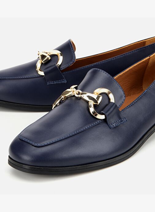 Kadın Deri Lacivert Tokalı Klasik Loafer 01AYH312430A680 - Görsel 4