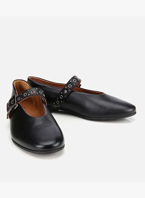 Kadın Deri Siyah Mary Jane Kemerli Babet 01AYH312440A100 - Görsel 3