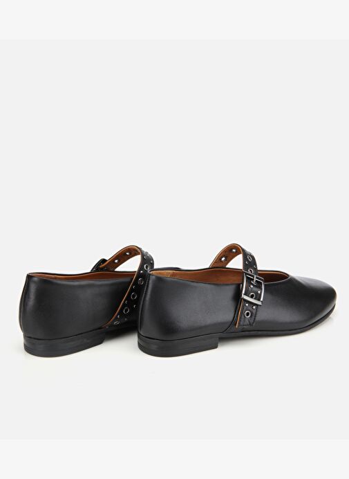 Kadın Deri Siyah Mary Jane Kemerli Babet 01AYH312440A100 - Görsel 5