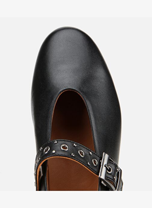 Kadın Deri Siyah Mary Jane Kemerli Babet 01AYH312440A100 - Görsel 6