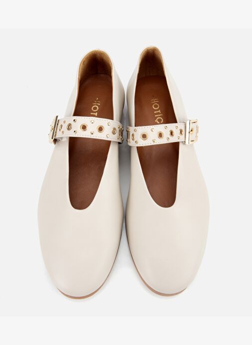 Kadın Deri Ekru Mary Jane Kemerli Babet 01AYH312440A400 - Görsel 7