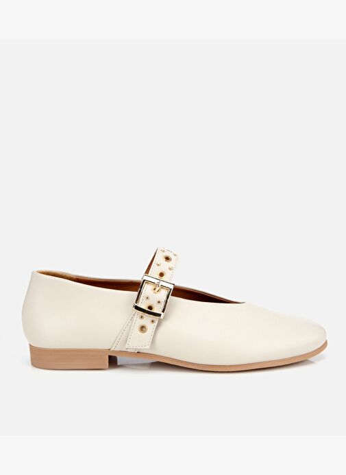 Kadın Deri Ekru Mary Jane Kemerli Babet 01AYH312440A400 - Görsel 2