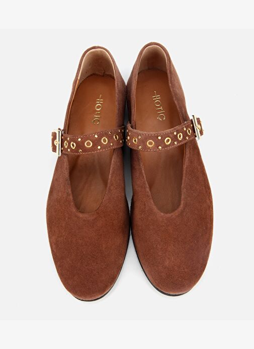 Kadın Süet Deri Açık Kahverengi Mary Jane Kemerli Babet 01AYH312450A410 - Görsel 7