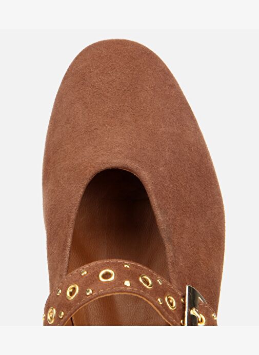 Kadın Süet Deri Açık Kahverengi Mary Jane Kemerli Babet 01AYH312450A410 - Görsel 6