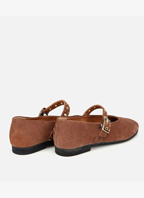 Kadın Süet Deri Açık Kahverengi Mary Jane Kemerli Babet 01AYH312450A410 - Görsel 5