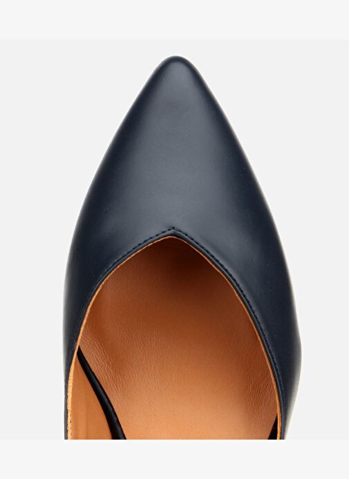 Kadın Deri Lacivert Kalın Topuklu Ayakkabı 01AYH312470A680 - Görsel 6