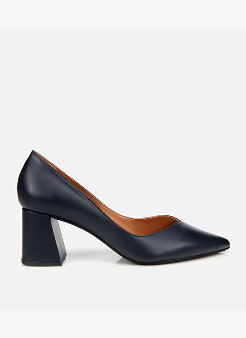 Kadın Deri Lacivert Kalın Topuklu Ayakkabı 01AYH312470A680 - Görsel 2