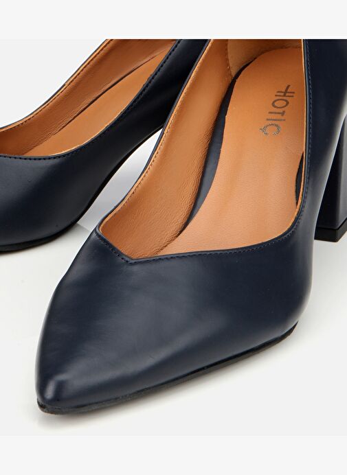 Kadın Deri Lacivert Kalın Topuklu Ayakkabı 01AYH312470A680 - Görsel 4