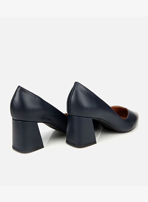 Kadın Deri Lacivert Kalın Topuklu Ayakkabı 01AYH312470A680 - Görsel 5