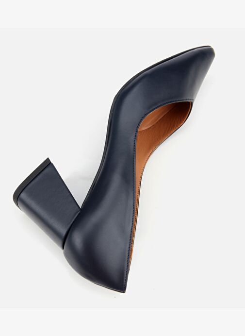 Kadın Deri Lacivert Kalın Topuklu Ayakkabı 01AYH312470A680 - Görsel 7