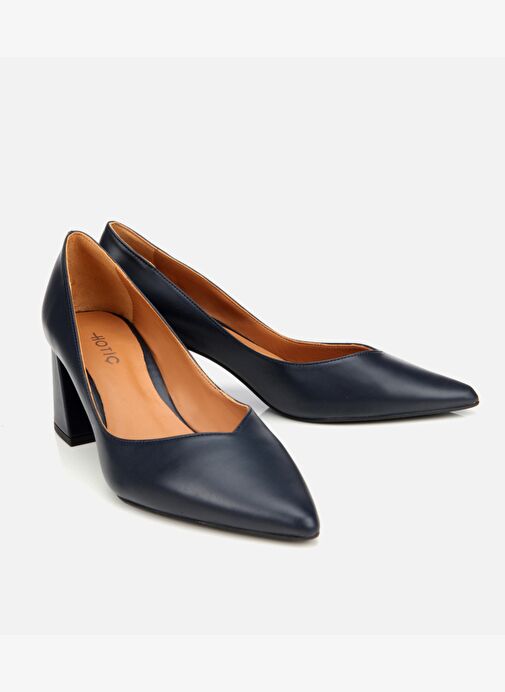 Kadın Deri Lacivert Kalın Topuklu Ayakkabı 01AYH312470A680 - Görsel 3