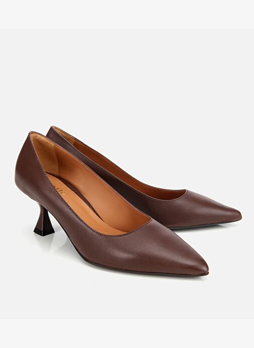 Kadın Deri Kahverengi Esnek Tabanlı İnce Topuklu Stiletto 01AYH312480A480 - Görsel 3