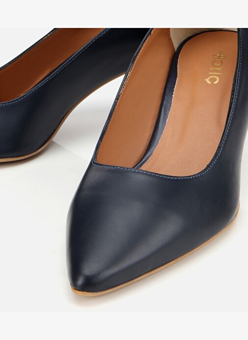 Kadın Deri Lacivert Esnek Tabanlı İnce Topuklu Stiletto 01AYH312480A680 - Görsel 4
