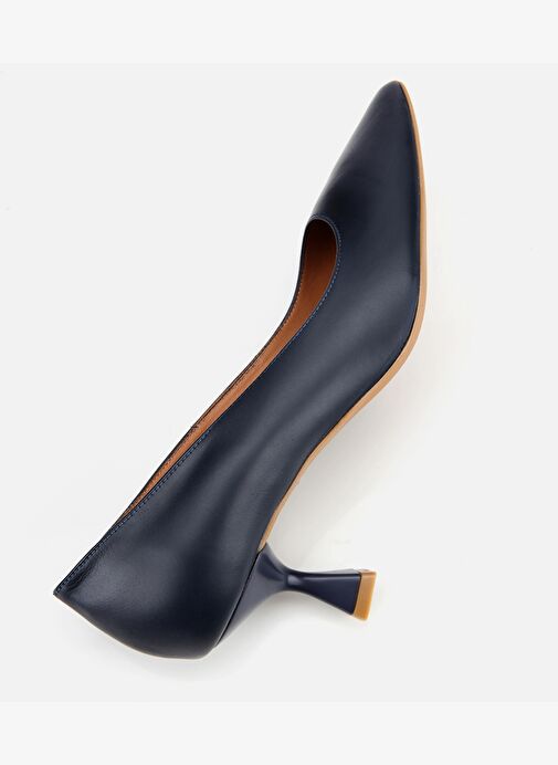 Kadın Deri Lacivert Esnek Tabanlı İnce Topuklu Stiletto 01AYH312480A680 - Görsel 7