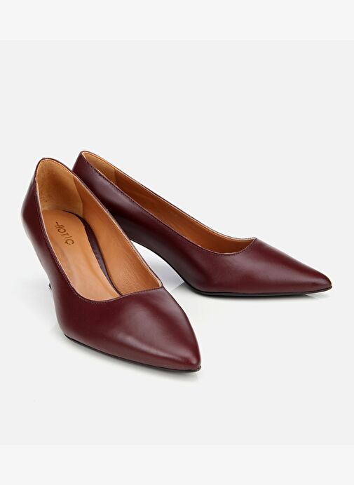 Kadın Deri Bordo Esnek Tabanlı İnce Topuklu Stiletto 01AYH312480A780 - Görsel 3