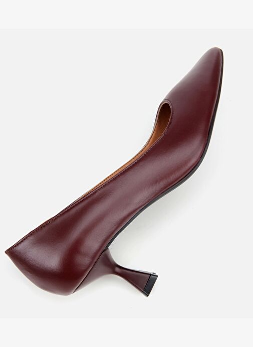 Kadın Deri Bordo Esnek Tabanlı İnce Topuklu Stiletto 01AYH312480A780 - Görsel 7