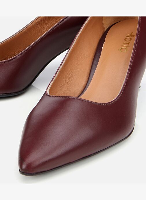 Kadın Deri Bordo Esnek Tabanlı İnce Topuklu Stiletto 01AYH312480A780 - Görsel 4