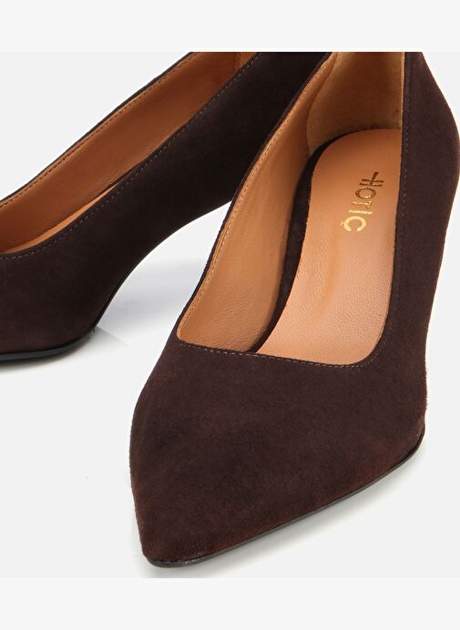 Kadın Süet Deri Kahverengi Esnek Tabanlı İnce Topuklu Stiletto 01AYH312500A480 - Görsel 4