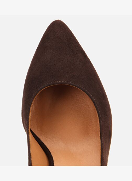 Kadın Süet Deri Kahverengi Esnek Tabanlı İnce Topuklu Stiletto 01AYH312500A480 - Görsel 6