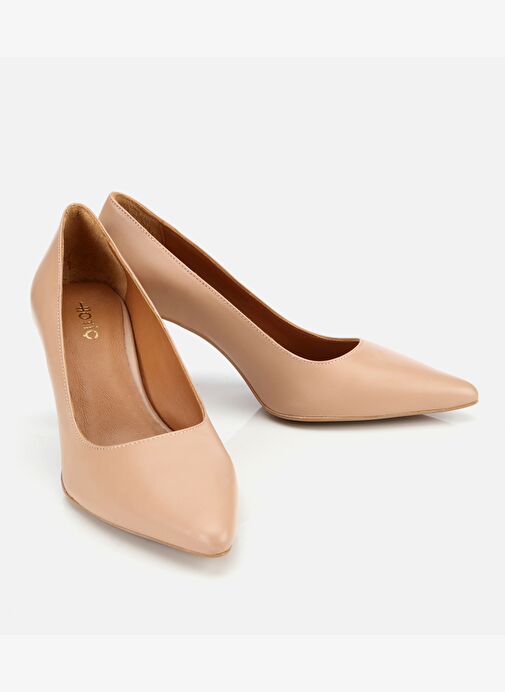 Kadın Deri Bej Esnek Tabanlı İnce Topuklu Stiletto 01AYH312510A330 - Görsel 3