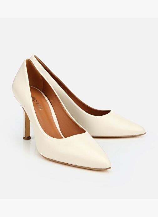 Kadın Deri Ekru Yüksek Topuklu Stiletto 01AYH312530A400 - Görsel 3