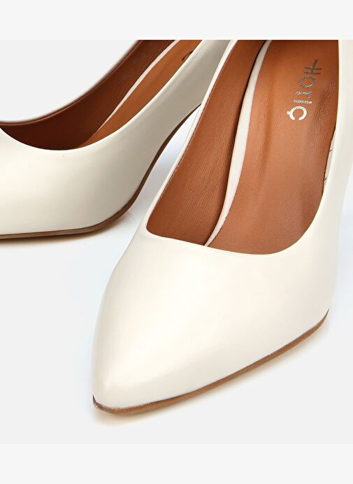 Kadın Deri Ekru Yüksek Topuklu Stiletto 01AYH312530A400 - Görsel 4