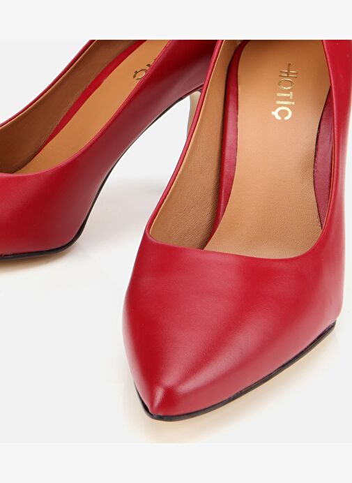 Kadın Deri Kırmızı Yüksek Topuklu Stiletto 01AYH312530A750 - Görsel 4