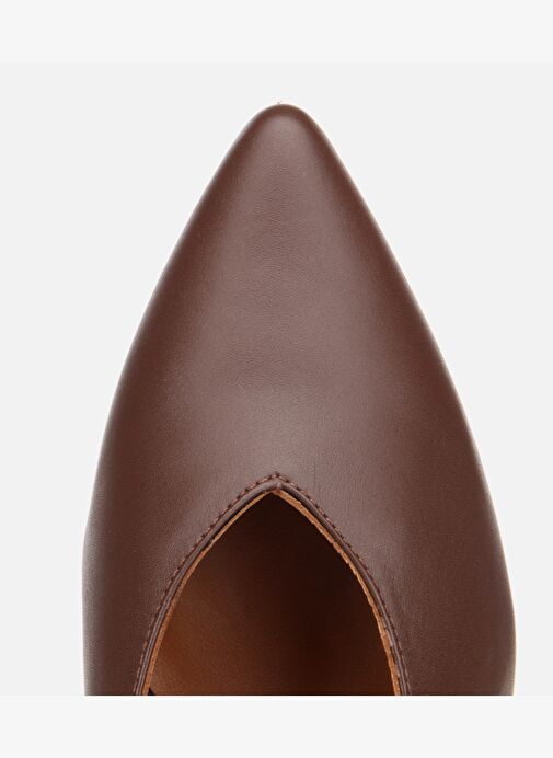 Kadın Deri Kahverengi Kalın Topuklu Ayakkabı 01AYH312560A480 - Görsel 6