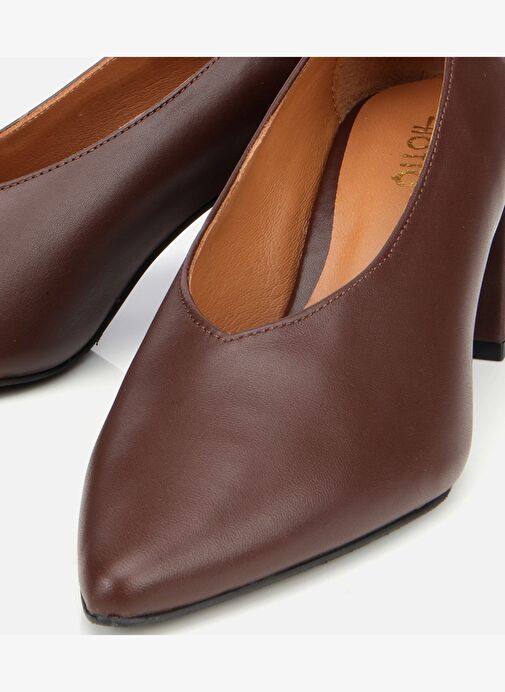 Kadın Deri Kahverengi Kalın Topuklu Ayakkabı 01AYH312560A480 - Görsel 4