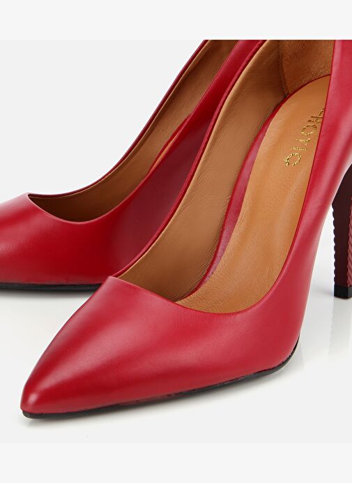 Kadın Deri Kırmızı Yüksek Topuklu Stiletto 01AYH312580A750 - Görsel 4