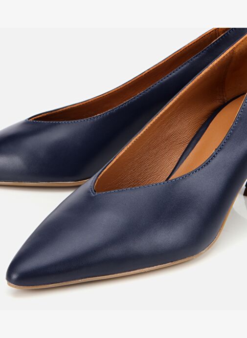 Kadın Deri Lacivert İnce Topuklu Stiletto 01AYH312590A680 - Görsel 4