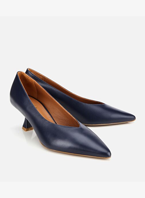 Kadın Deri Lacivert İnce Topuklu Stiletto 01AYH312590A680 - Görsel 3