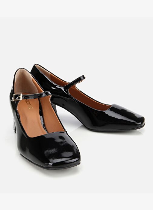 Kadın Rugan Deri Sİyah Mary Jane Kalın Topuklu Ayakkabı 01AYH312600A100 - Görsel 3