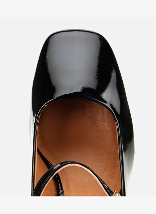 Kadın Rugan Deri Sİyah Mary Jane Kalın Topuklu Ayakkabı 01AYH312600A100 - Görsel 6