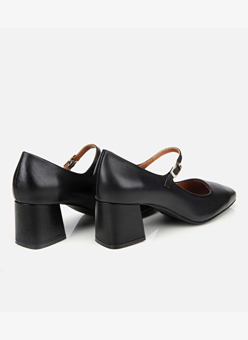 Kadın Deri Siyah Mary Jane Kalın Topuklu Ayakkabı 01AYH312610A100 - Görsel 5