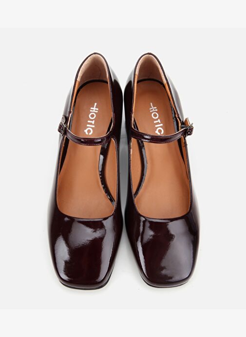 Kadın Rugan Deri Bordo Mary Jane Kalın Topuklu Ayakkabı 01AYH312600A780 - Görsel 7