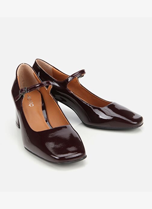 Kadın Rugan Deri Bordo Mary Jane Kalın Topuklu Ayakkabı 01AYH312600A780 - Görsel 3