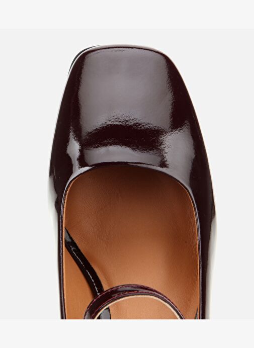 Kadın Rugan Deri Bordo Mary Jane Kalın Topuklu Ayakkabı 01AYH312600A780 - Görsel 6