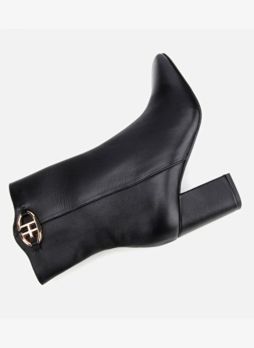 Kadın Deri Siyah Kare Uçlu Bilekte Topuklu Bot 01BOH312620A100 - Görsel 7