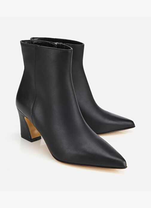 Kadın Deri Siyah Sivri Burunlu Bilekte Topuklu Bot 01BOH312690A100 - Görsel 3