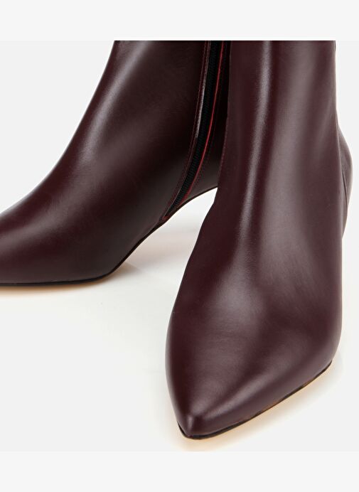 Kadın Deri Bordo Yarım Topuklu Bot 01BOH312710A780 - Görsel 4