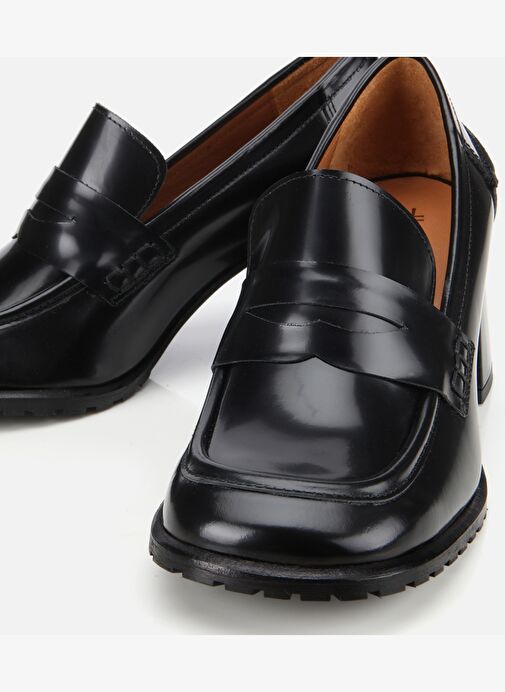 Kadın Açma Deri Siyah Topuklu Klasik Loafer 01AYH312770A100 - Görsel 4