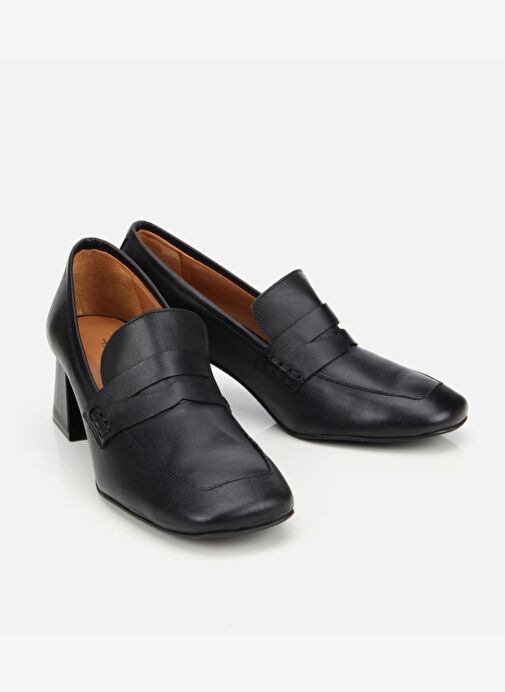 Kadın Deri Siyah Topuklu Loafer 01AYH312790A100 - Görsel 3