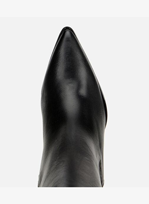 Kadın Deri Siyah Lastik Detaylı Topuklu Bot 01BOH312910A100 - Görsel 6