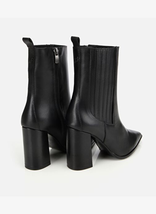 Kadın Deri Siyah Lastik Detaylı Topuklu Bot 01BOH312910A100 - Görsel 5