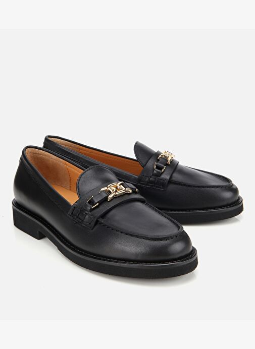 Kadın Deri Siyah Tokalı Klasik Loafer 01AYH315380A100 - Görsel 3